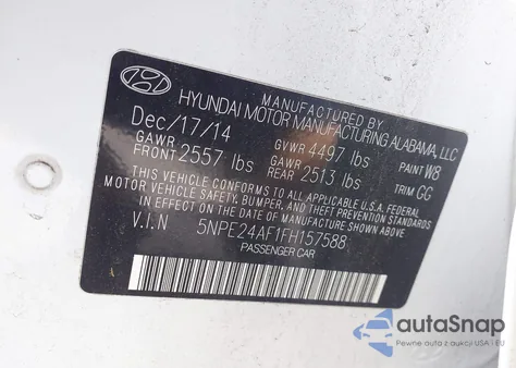 2015 Hyundai Sonata Se из США, поврежденный, VIN 5NPE24AF1FH157588